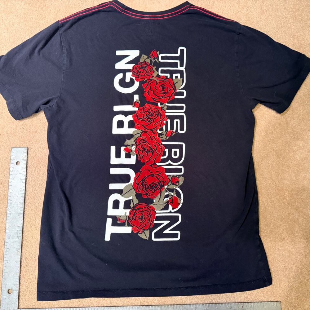 True Religion Men’s Black Rose Horseshoe Graphic T-Shirt - Size L